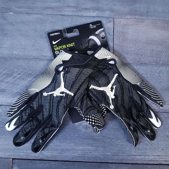 NIKE Air Jordan NFL Vapor Knit Receiver‎ Football Gloves XL Black White Oreo